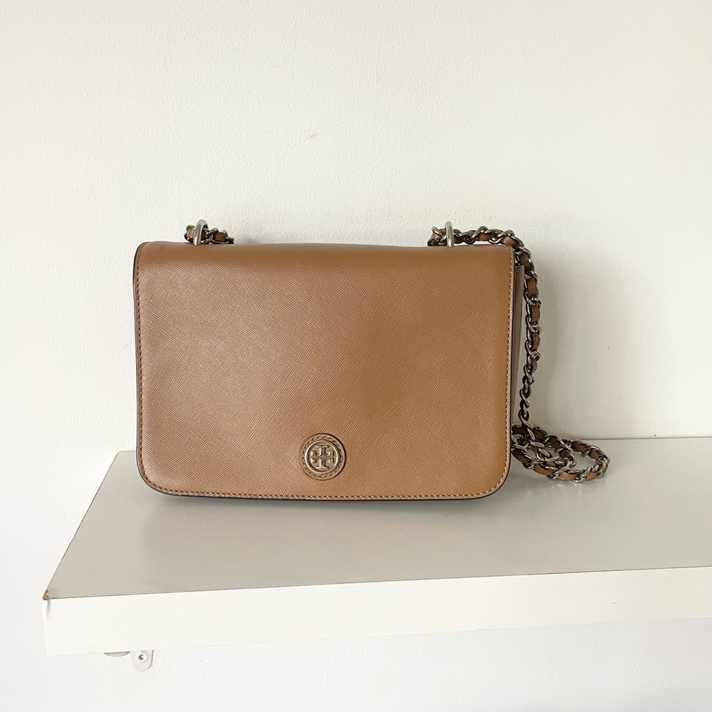 Tory Burch Brown Chain Strap Crossbody Bag